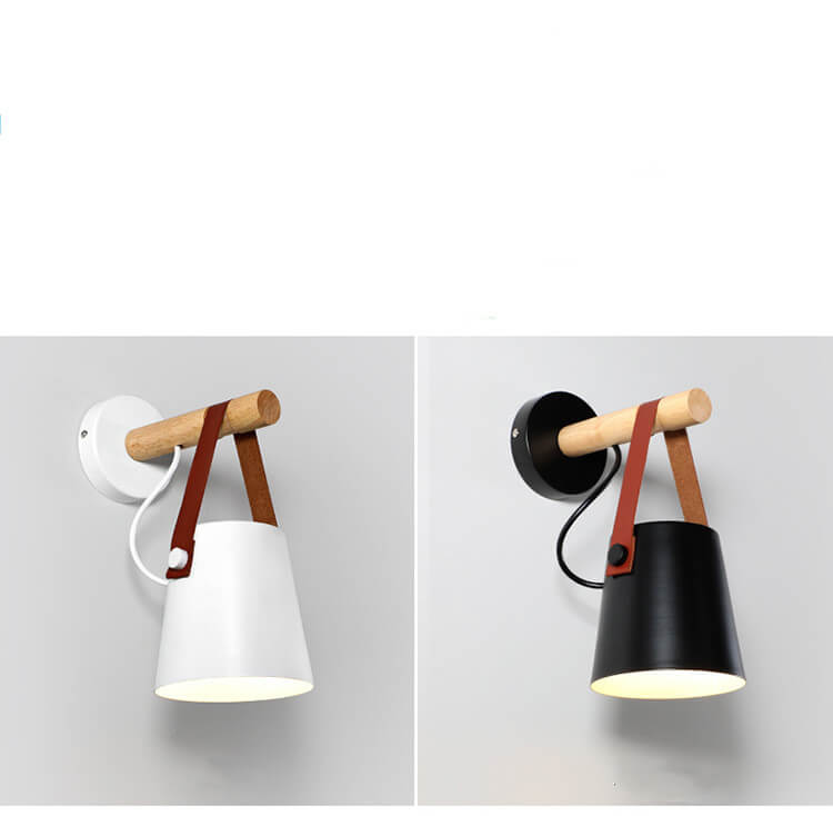 HoutArm - Wandlampe mit Eisenlampenschirm und Holzarm