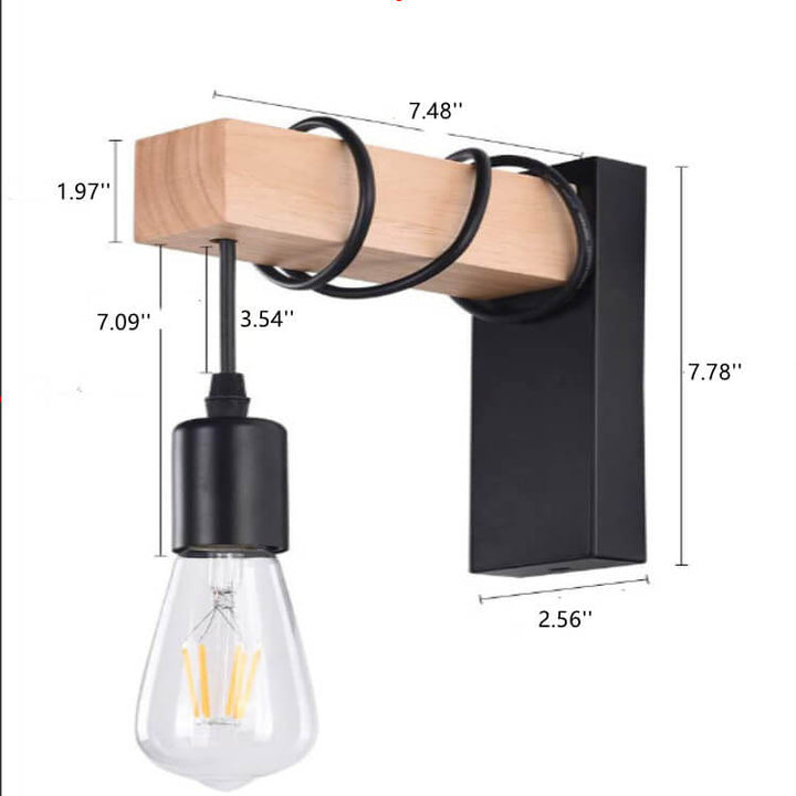 GloboLicht - Wandlampe mit Holzarm und moderner Kunststoff-Lampenschirm