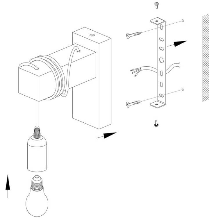 GloboLicht - Wandlampe mit Holzarm und moderner Kunststoff-Lampenschirm