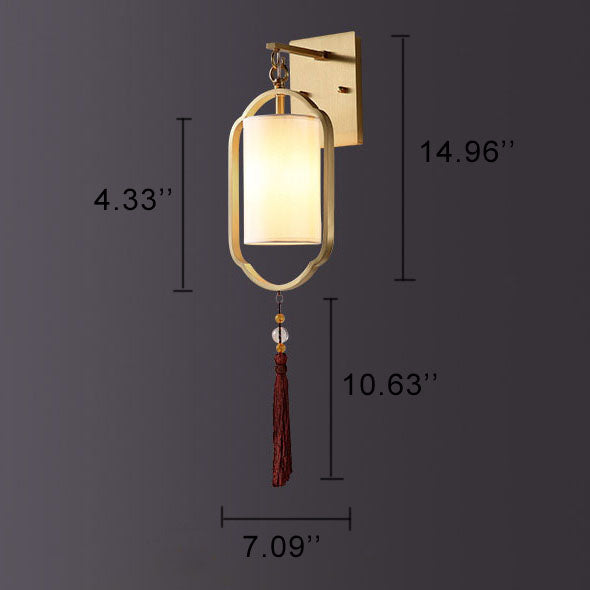 Chinesisches Flair - Elegante Wandlampe mit Stoffschirm für stimmungsvolles Ambiente