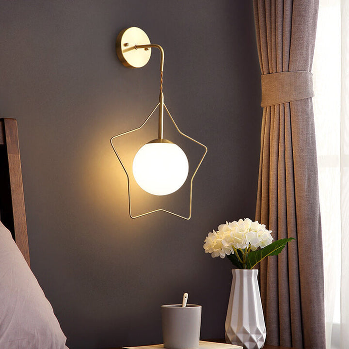 Moderne Wandlampe mit Pentagrammförmiger Glaskugel und Warmem LED-Licht – 10 Watt Wandleuchte für Wohnzimmer, Schlafzimmer und Flure-1