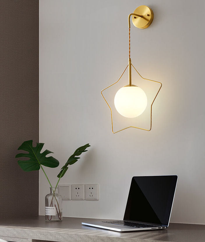 Moderne Wandlampe mit Pentagrammförmiger Glaskugel und Warmem LED-Licht – 10 Watt Wandleuchte für Wohnzimmer, Schlafzimmer und Flure-2