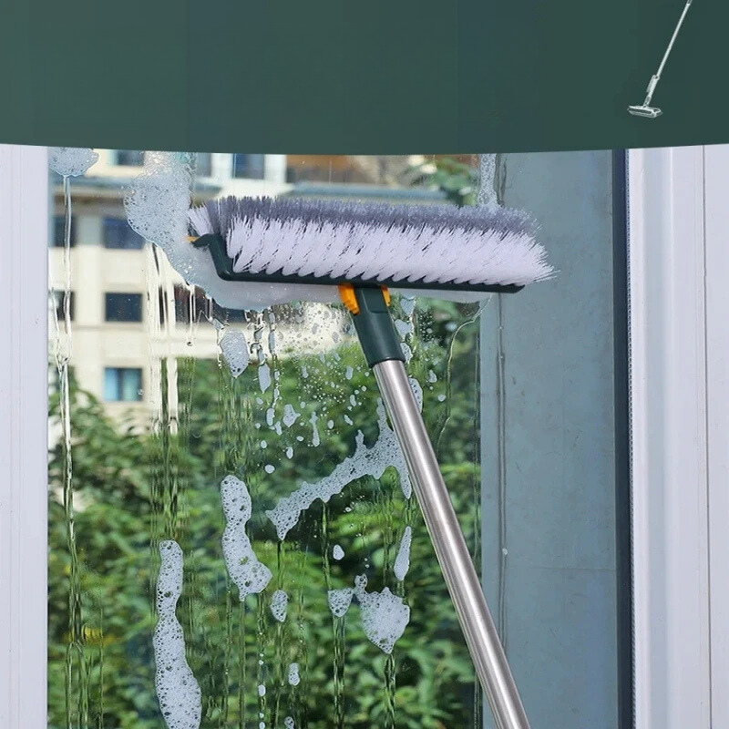 DualClean - 2-in-1 rotierende Langstielbürste für Boden und Fensterreinigung