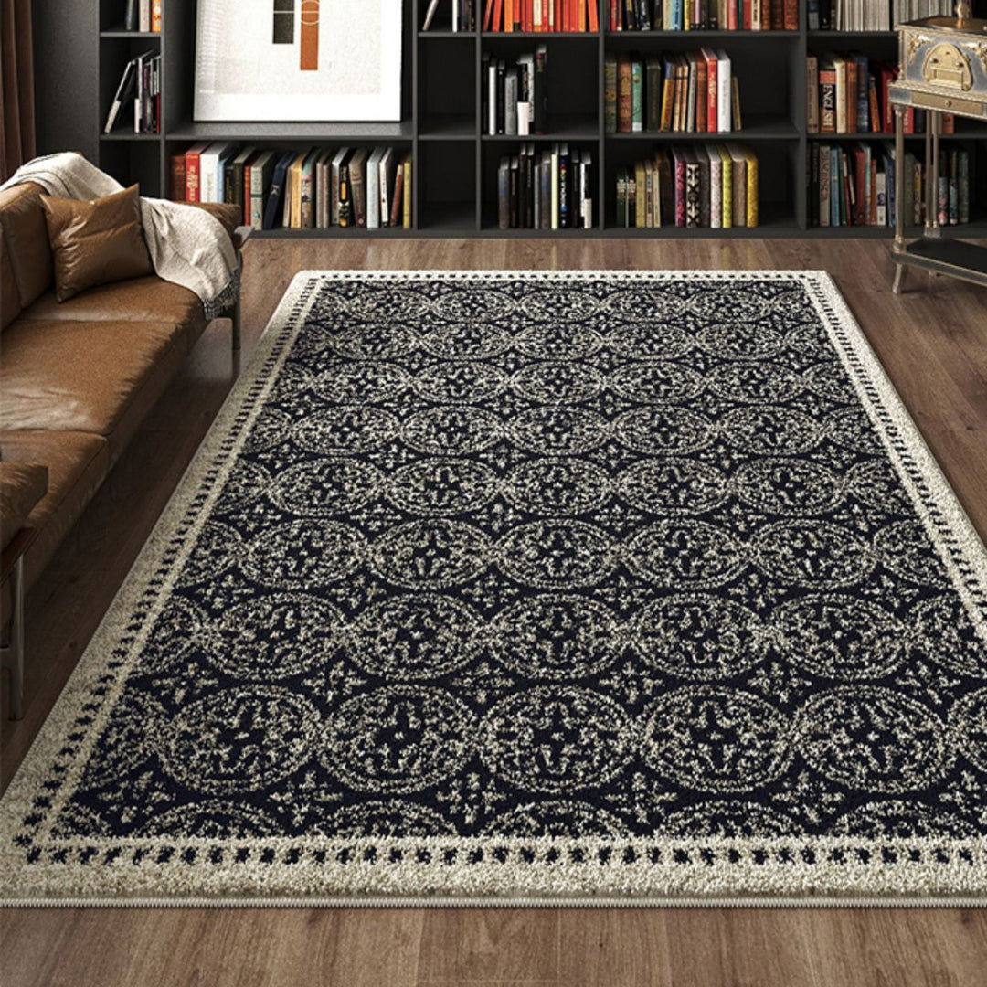 Waschbarer Teppich in Schwarz und Creme, Haustierfreundlich, Langlebig, 160x230 cm für Wohnzimmer und Innenräume-3