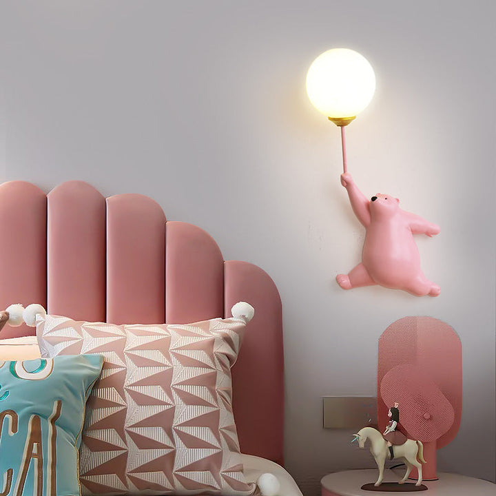 Fateh Design bärenförmige LED-Wandleuchte – Harz/Acryl in Weiß/Blau/Rosa für Schlaf-, Wohn- und Kinderzimmer