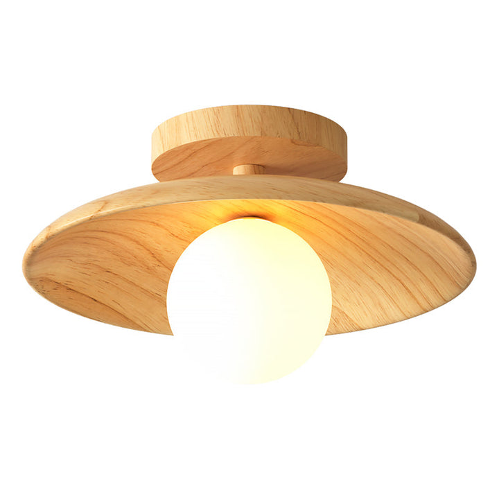 Elegante Holz-Deckenleuchte von ChicWood - Moderne Semi-Flush-Montage für Flur und kleine Räume