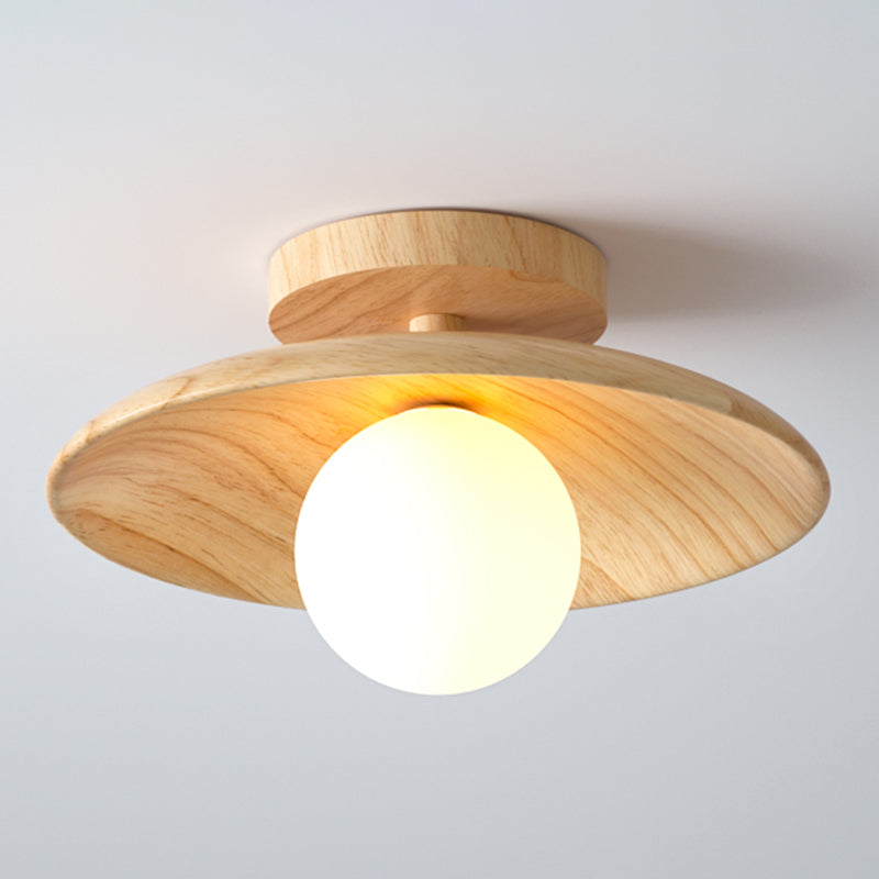 Elegante Holz-Deckenleuchte von ChicWood - Moderne Semi-Flush-Montage für Flur und kleine Räume