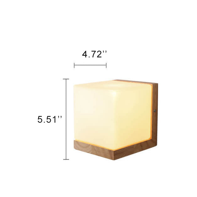 EcoShine - Moderne Wandleuchte aus Holz mit kubusförmigem Sockel