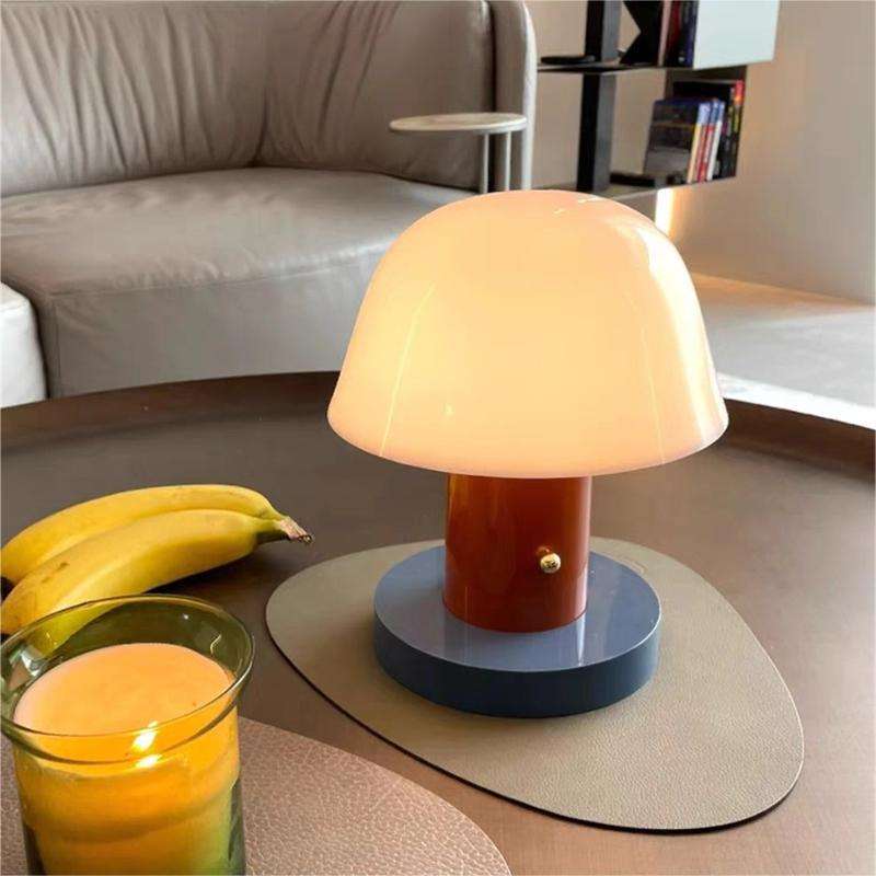 Kabellose LED-Tischlampe im Pilzdesign mit Touch-Dimmer – Dimmbar, Warmweiß, Ideal für Wohnräume, 18 cm x 22 cm-2