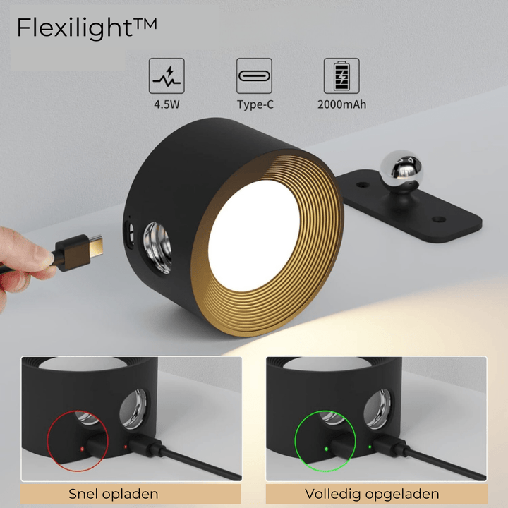 FlexiLamp - Kabellose wiederaufladbare 360° Wandlampe für drinnen und draußen