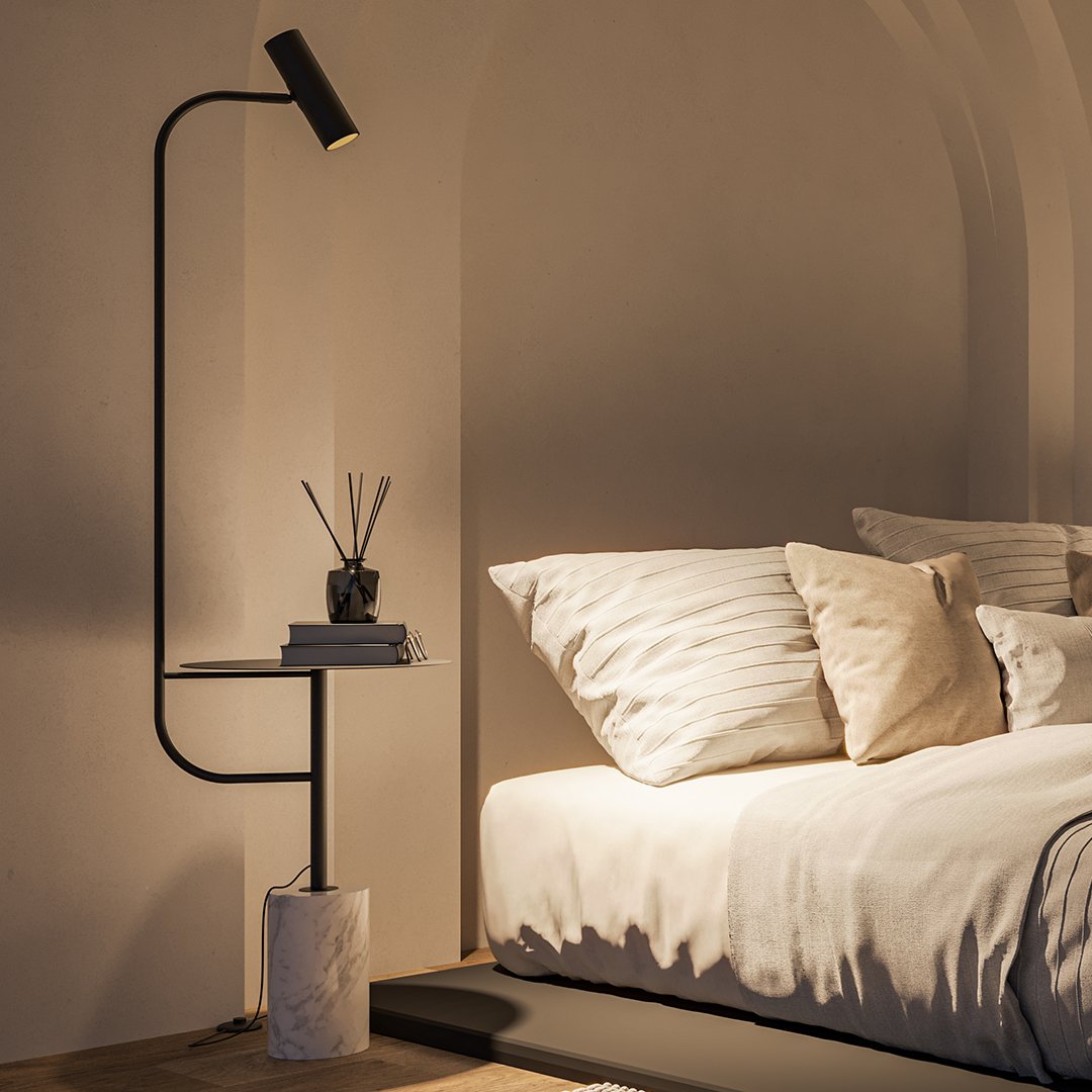 Elegante Stehlampe mit Marmordesign und Warmem LED-Licht für Wohnzimmer - Vielseitige Stehleuchte in Gold-2
