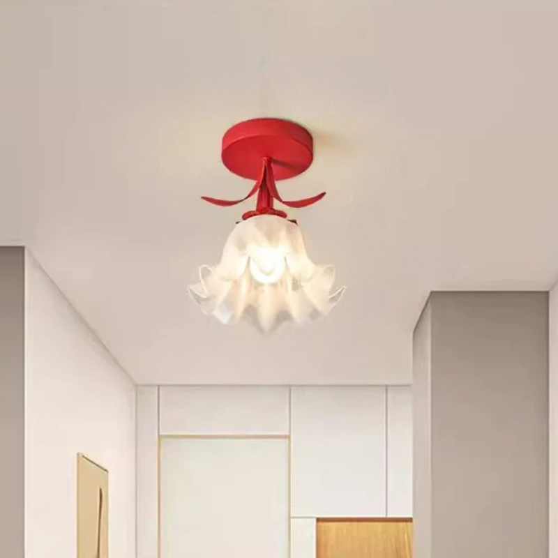Variant image for Stilvolle Deckenlampe mit Blumenmuster für Wohnzimmer und Schlafzimmer - Elegante Deckenleuchte in Weiß mit Goldakzenten-2