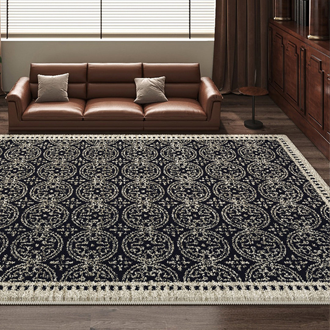 Waschbarer Teppich in Schwarz und Creme, Haustierfreundlich, Langlebig, 160x230 cm für Wohnzimmer und Innenräume-6