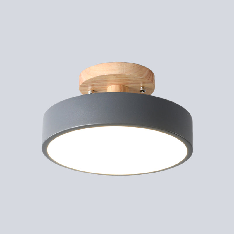 Variant image for Skandinavische LED-Deckenleuchte mit Holz-Akzenten für Wohnzimmer - Energiesparend, 30 cm Durchmesser, Warmweiß 3000K-3