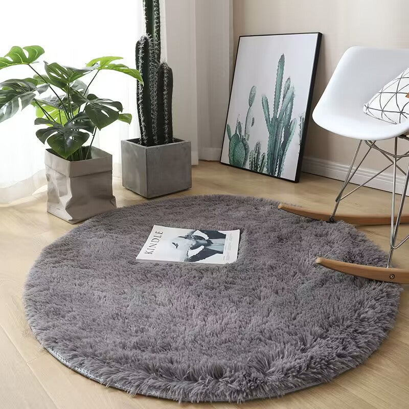 Variant image for Waschbarer Runder Teppich für Wohnzimmer und Schlafzimmer - Weiches Material mit Rutschfester Unterlage, Elegantes Design in Weiß-4