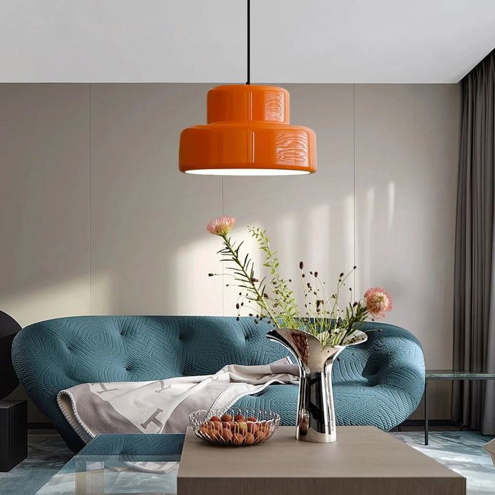 Retro Hängeleuchte in Orange für Esstisch - Stilvolles Retro-Design mit Warmem Licht und E27 Fassung, Höhenverstellbar bis 450 cm-6