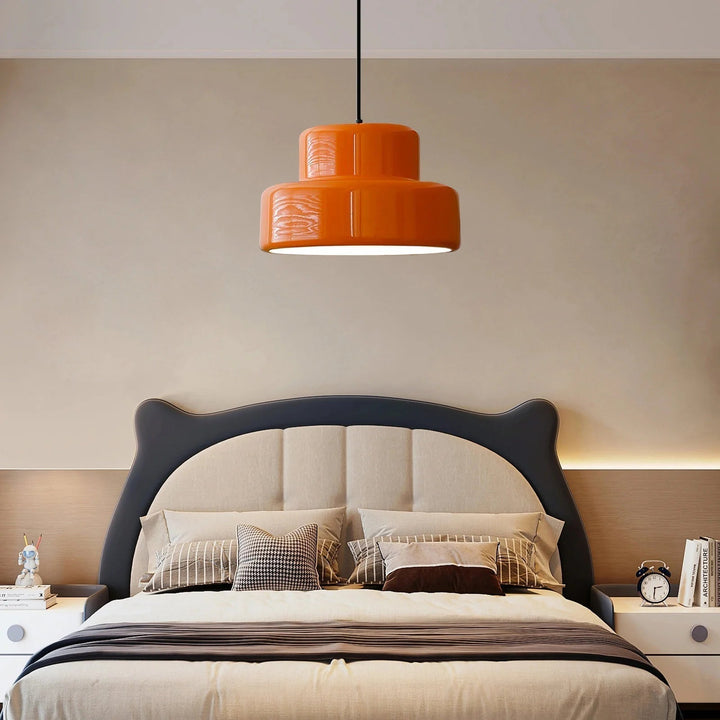 Retro Hängeleuchte in Orange für Esstisch - Stilvolles Retro-Design mit Warmem Licht und E27 Fassung, Höhenverstellbar bis 450 cm-4
