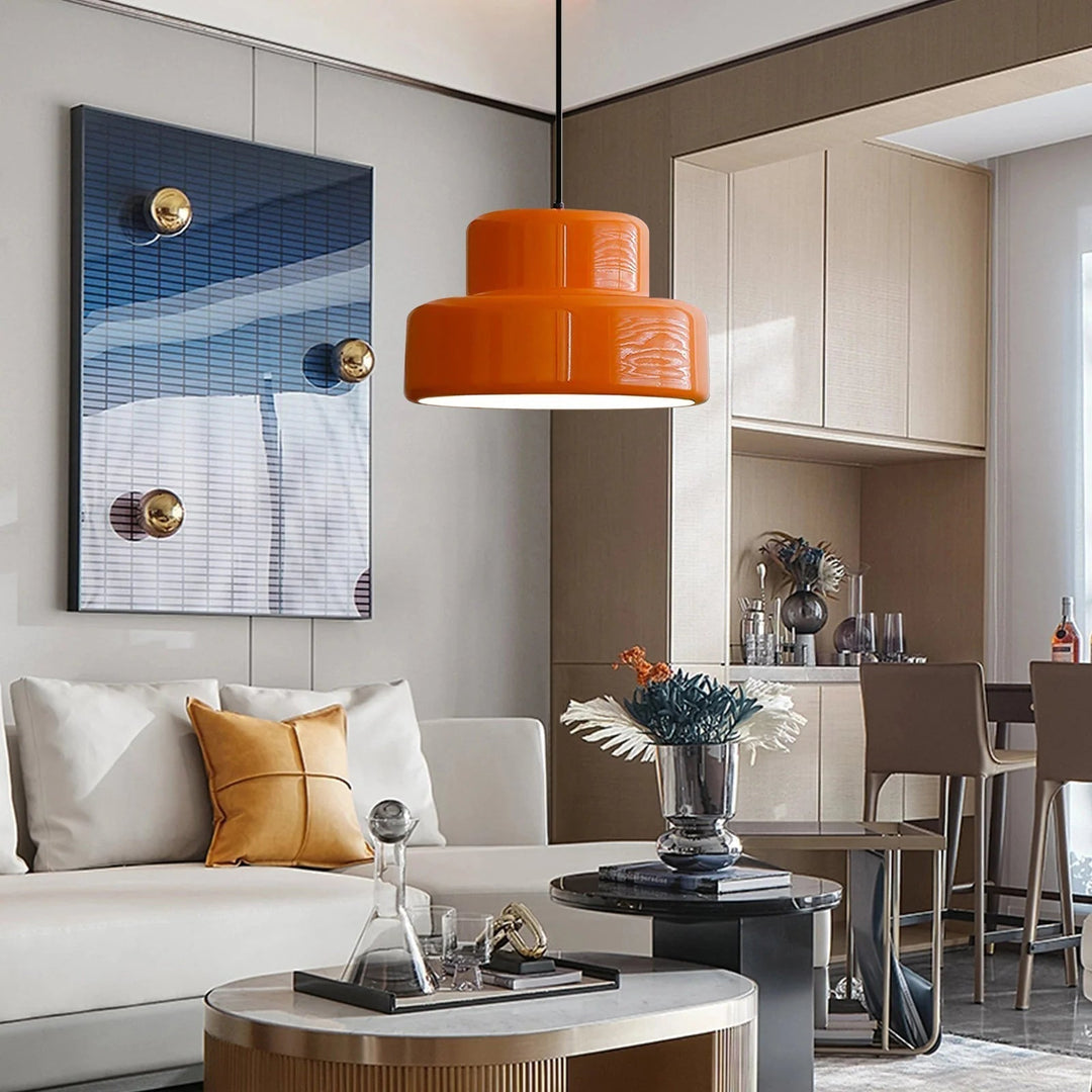 Retro Hängeleuchte in Orange für Esstisch - Stilvolles Retro-Design mit Warmem Licht und E27 Fassung, Höhenverstellbar bis 450 cm-5