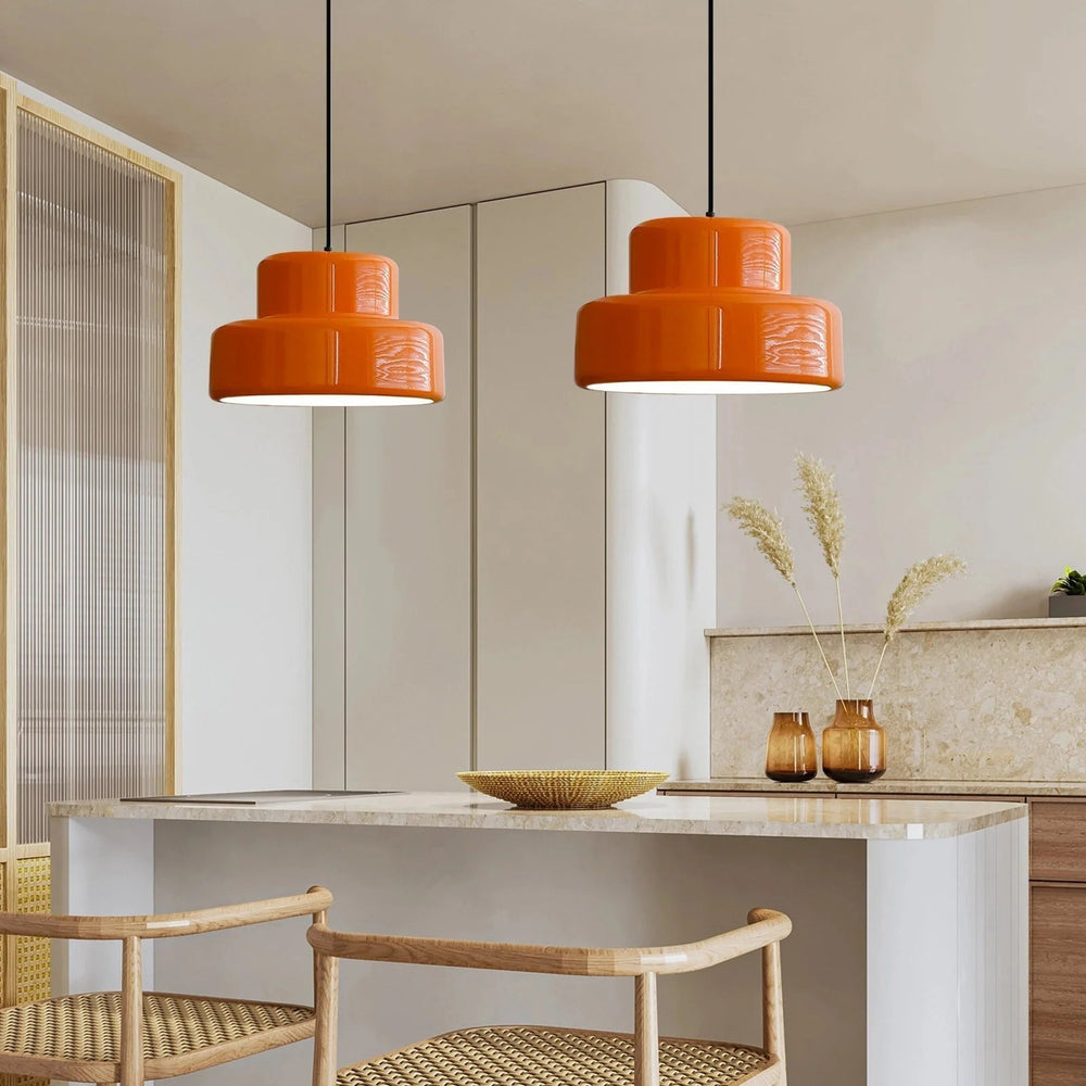 Retro Hängeleuchte in Orange für Esstisch - Stilvolles Retro-Design mit Warmem Licht und E27 Fassung, Höhenverstellbar bis 450 cm-2