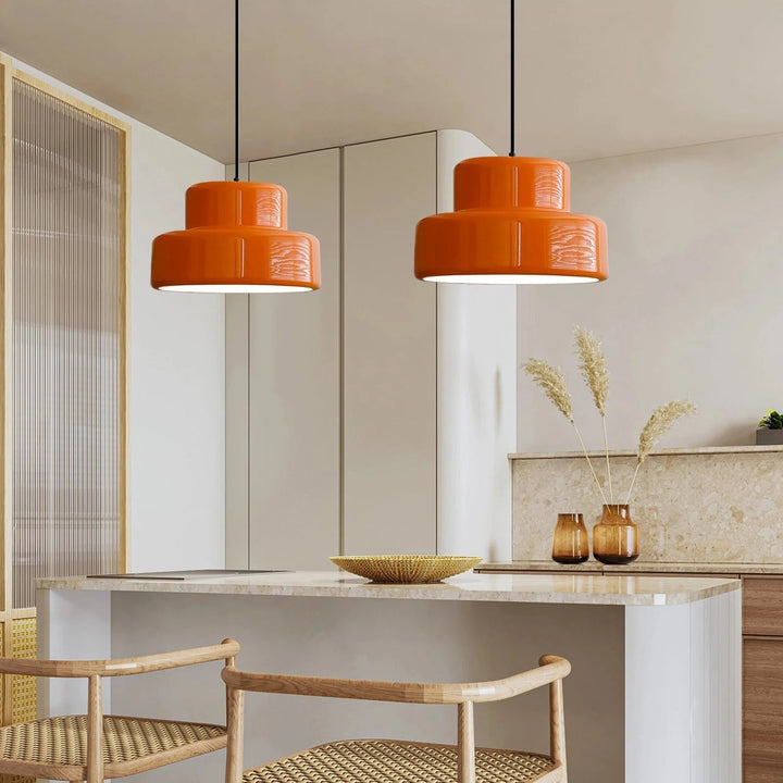 Retro Hängeleuchte in Orange für Esstisch - Stilvolles Retro-Design mit Warmem Licht und E27 Fassung, Höhenverstellbar bis 450 cm-2