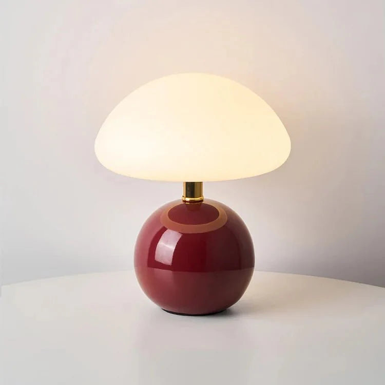 Bauhaus Tischlampe in Cremeweiß - Elegante Keramik Tischleuchte im Pilzdesign für Wohnzimmer und Schlafzimmer 5