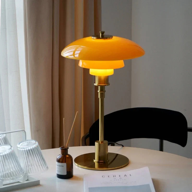 VintageGlanz - LED-Tischlampe aus Glas zum Lesen