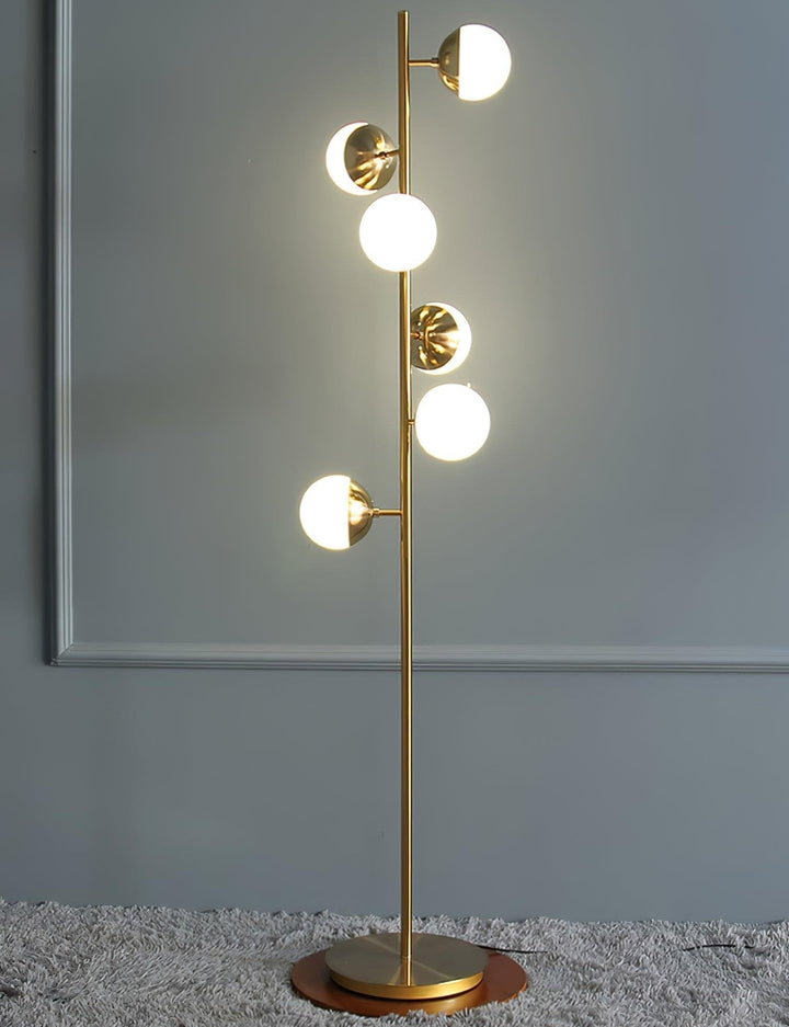 Variant image for Elegante LED Stehlampe im Mid-Century-Design mit Gold Akzenten für Wohnzimmer - Stabile Glasstehleuchte-2