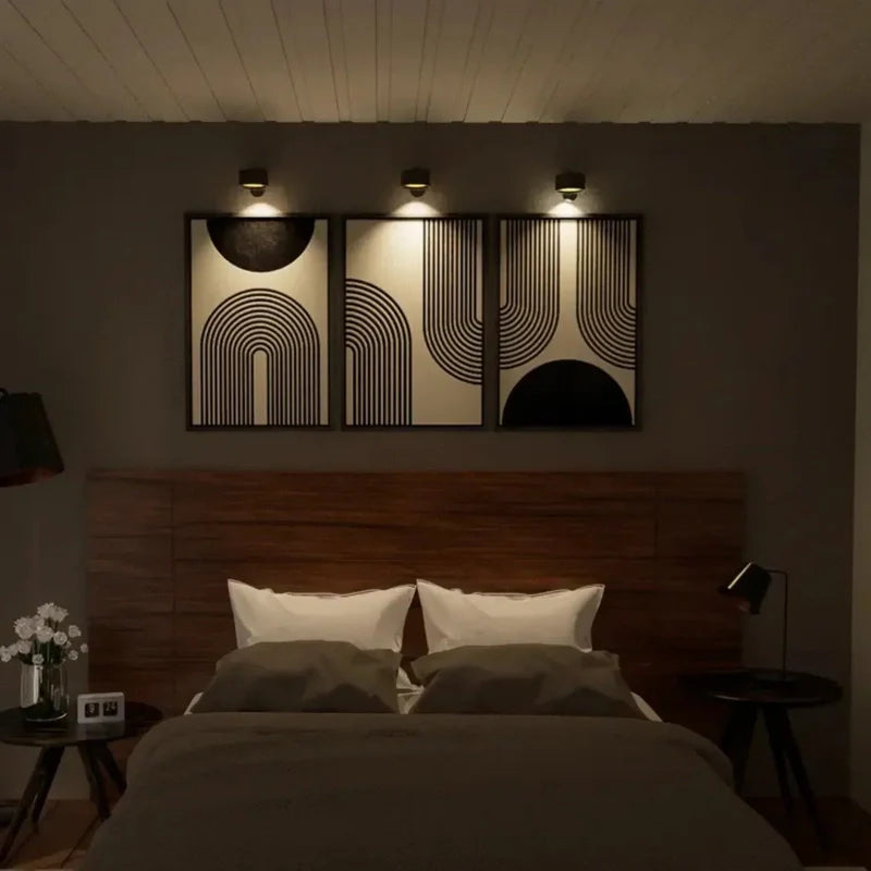 Kabellose LED Wandleuchte mit 360° Drehung und Dimmer – Modernes Design für Innenräume-5