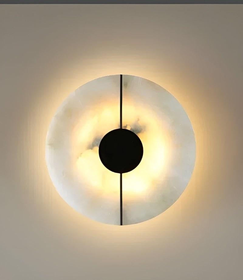 Elegante LED Wandlampe aus Marmor in Gold - Warmweißes Licht für Wandleuchte Innen, Modernes Design für Wohnzimmer und Schlafzimmer-1
