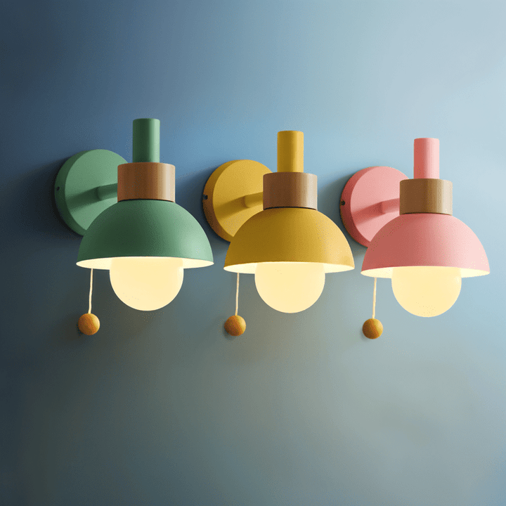 Elegante Wandleuchte aus Holz mit Zugschalter – Moderne Wandlampe für stilvolle Innenräume, LED-fähig, warmes Licht-3