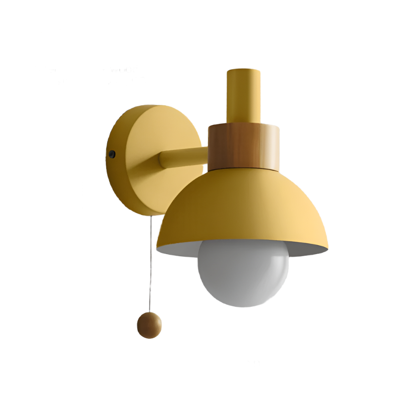 Variant image for Elegante Wandleuchte aus Holz mit Zugschalter – Moderne Wandlampe für stilvolle Innenräume, LED-fähig, warmes Licht-2