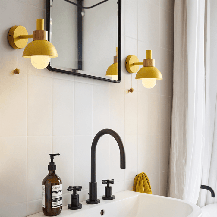Elegante Wandleuchte aus Holz mit Zugschalter – Moderne Wandlampe für stilvolle Innenräume, LED-fähig, warmes Licht-5
