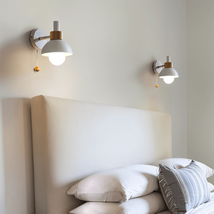 Elegante Wandleuchte aus Holz mit Zugschalter – Moderne Wandlampe für stilvolle Innenräume, LED-fähig, warmes Licht-4
