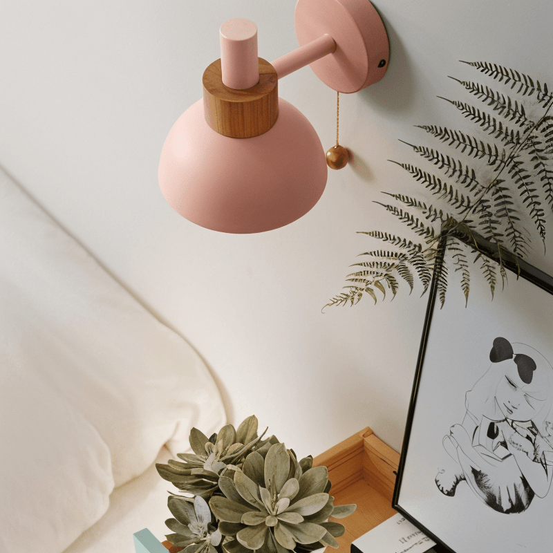 Elegante Wandleuchte aus Holz mit Zugschalter – Moderne Wandlampe für stilvolle Innenräume, LED-fähig, warmes Licht-6