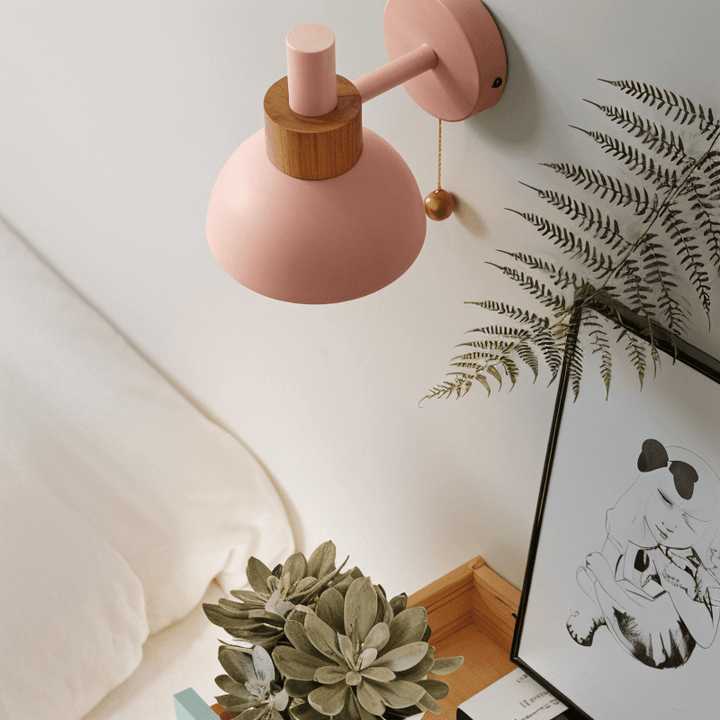 Elegante Wandleuchte aus Holz mit Zugschalter – Moderne Wandlampe für stilvolle Innenräume, LED-fähig, warmes Licht-6