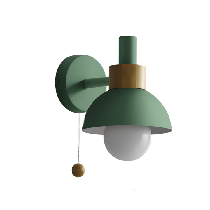 Variant image for Elegante Wandleuchte aus Holz mit Zugschalter – Moderne Wandlampe für stilvolle Innenräume, LED-fähig, warmes Licht-3