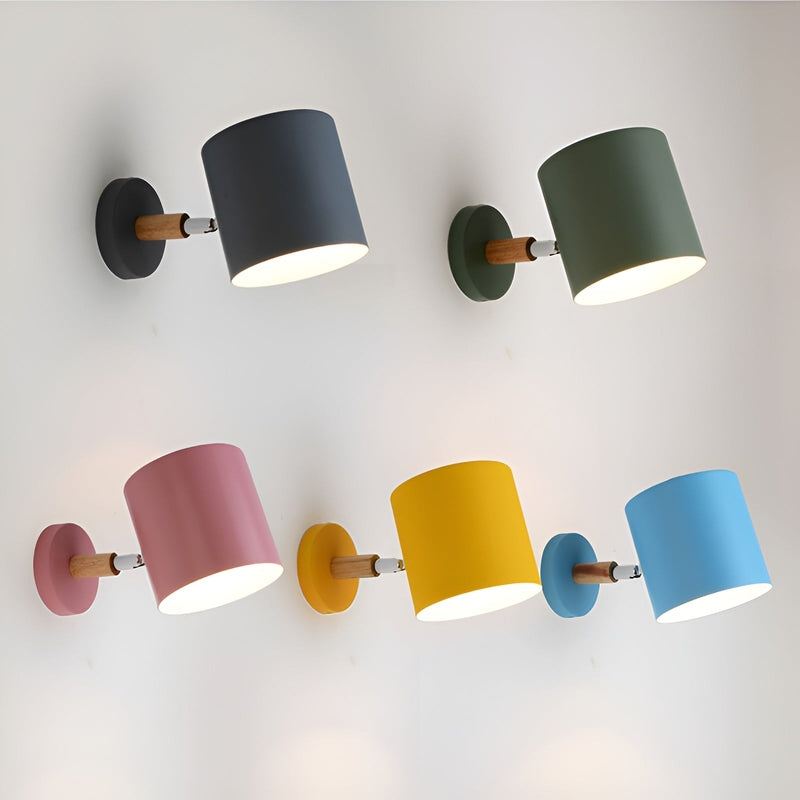 Pastellfarbene Wandleuchte aus Metall und Holz für Innenräume - Ø13 cm, Ideal als LED Wandlampe für Wohnzimmer und Schlafzimmer-3
