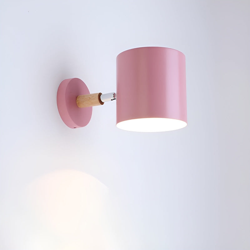 Pastellfarbene Wandleuchte aus Metall und Holz für Innenräume - Ø13 cm, Ideal als LED Wandlampe für Wohnzimmer und Schlafzimmer-1