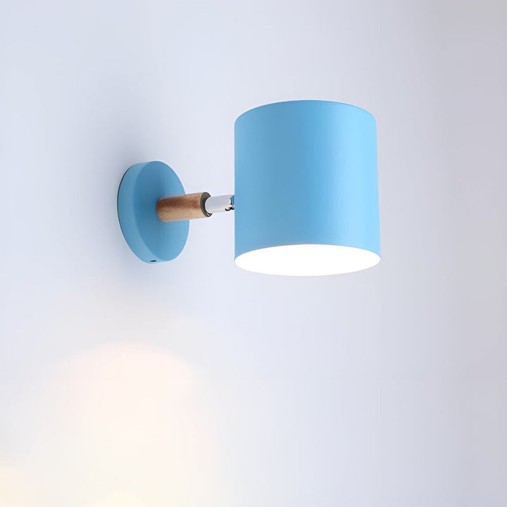 Variant image for Pastellfarbene Wandleuchte aus Metall und Holz für Innenräume - Ø13 cm, Ideal als LED Wandlampe für Wohnzimmer und Schlafzimmer-4
