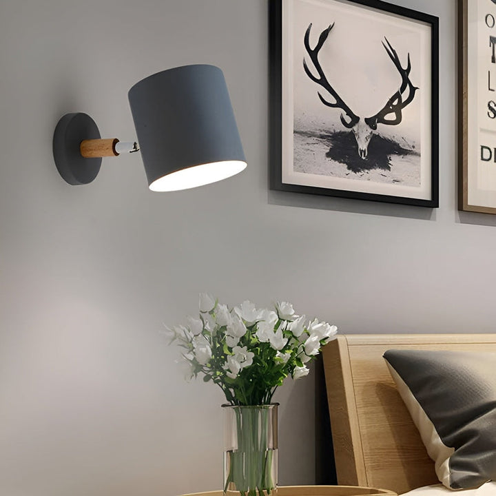 Pastellfarbene Wandleuchte aus Metall und Holz für Innenräume - Ø13 cm, Ideal als LED Wandlampe für Wohnzimmer und Schlafzimmer-5