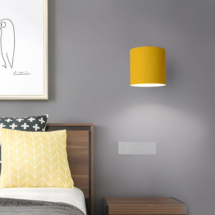 Pastellfarbene Wandleuchte aus Metall und Holz für Innenräume - Ø13 cm, Ideal als LED Wandlampe für Wohnzimmer und Schlafzimmer-6