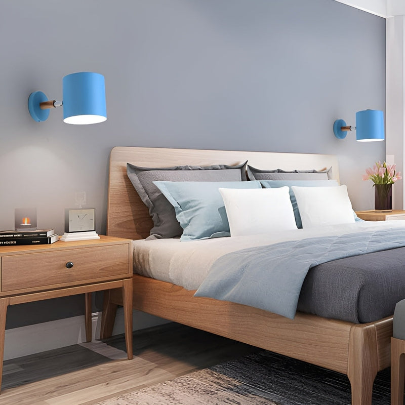 Pastellfarbene Wandleuchte aus Metall und Holz für Innenräume - Ø13 cm, Ideal als LED Wandlampe für Wohnzimmer und Schlafzimmer-4