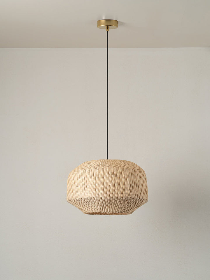 Großer Handgefertigter Rattan-Lampenschirm - Modernes Design für Pendelleuchten, 50 cm Durchmesser, Naturfarbe 0