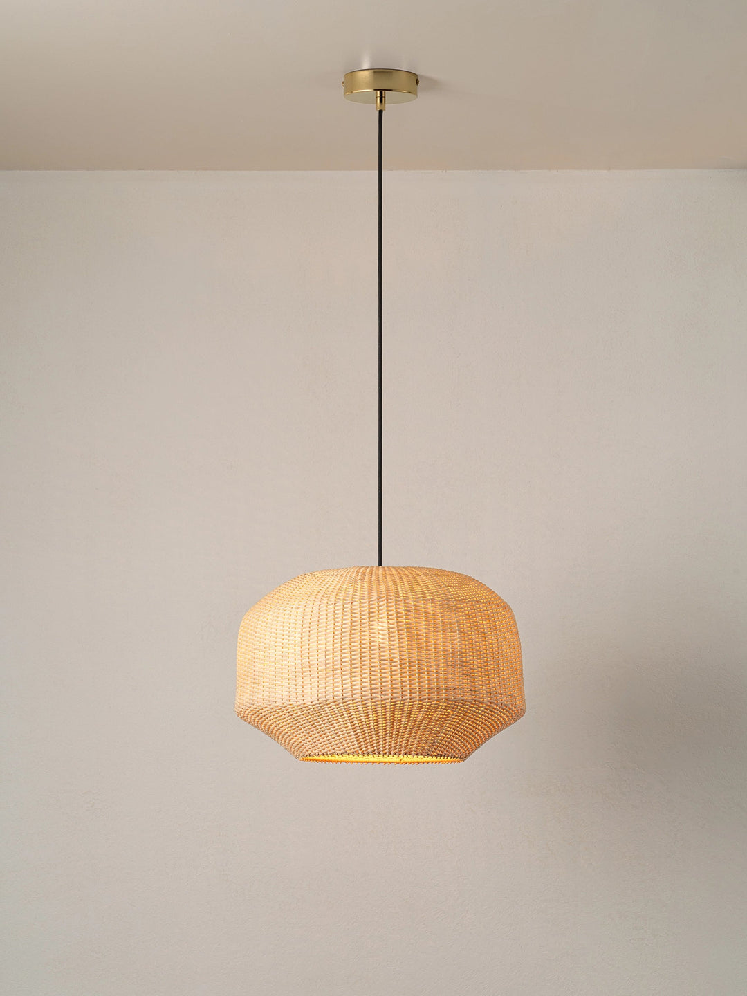 Großer Handgefertigter Rattan-Lampenschirm - Modernes Design für Pendelleuchten, 50 cm Durchmesser, Naturfarbe 2