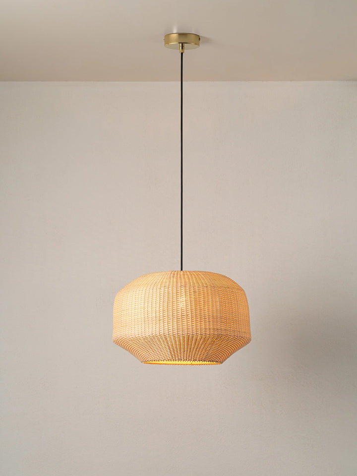 Großer Handgefertigter Rattan-Lampenschirm - Modernes Design für Pendelleuchten, 50 cm Durchmesser, Naturfarbe 2