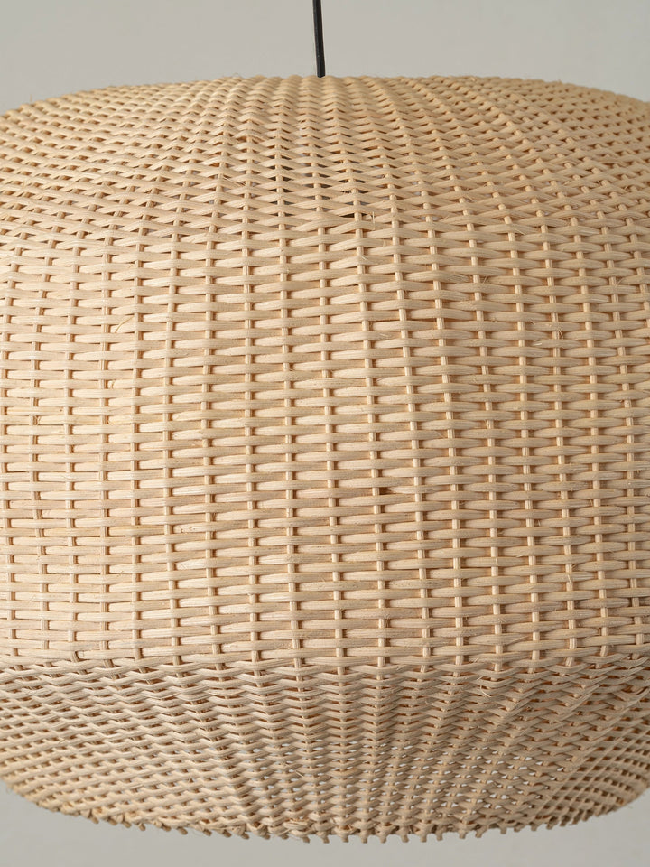 Großer Handgefertigter Rattan-Lampenschirm - Modernes Design für Pendelleuchten, 50 cm Durchmesser, Naturfarbe 3