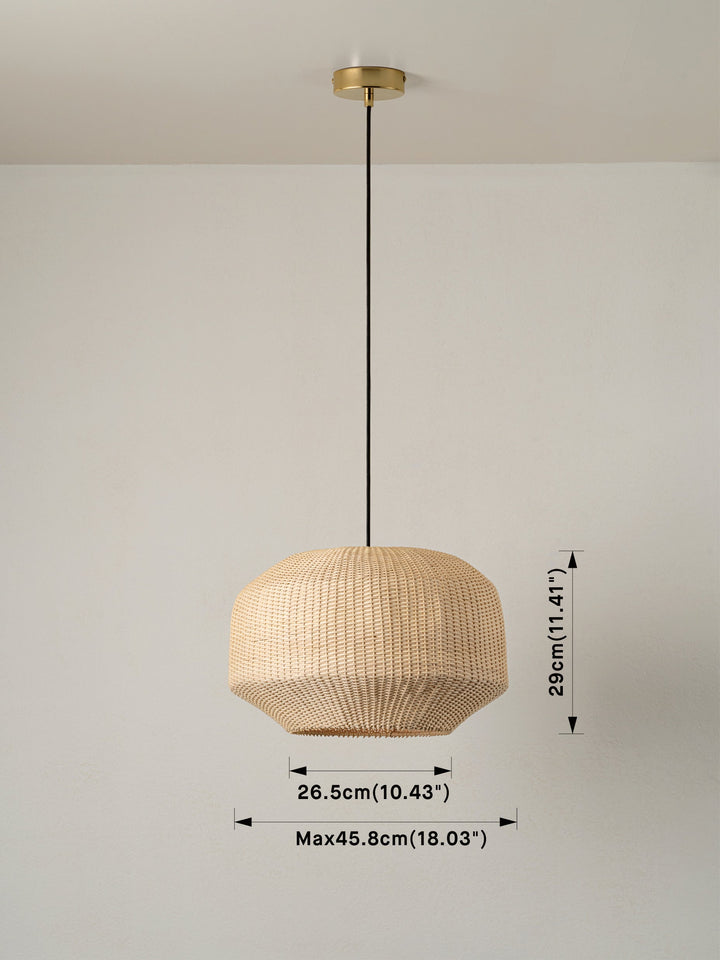 Großer Handgefertigter Rattan-Lampenschirm - Modernes Design für Pendelleuchten, 50 cm Durchmesser, Naturfarbe 4