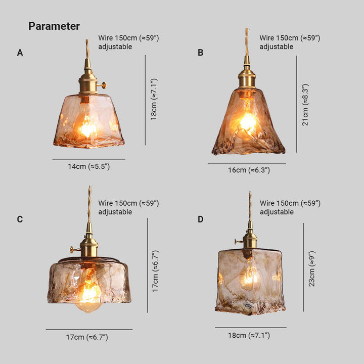 Levy Retro LED Pendelleuchte aus goldenem Metall und Glas