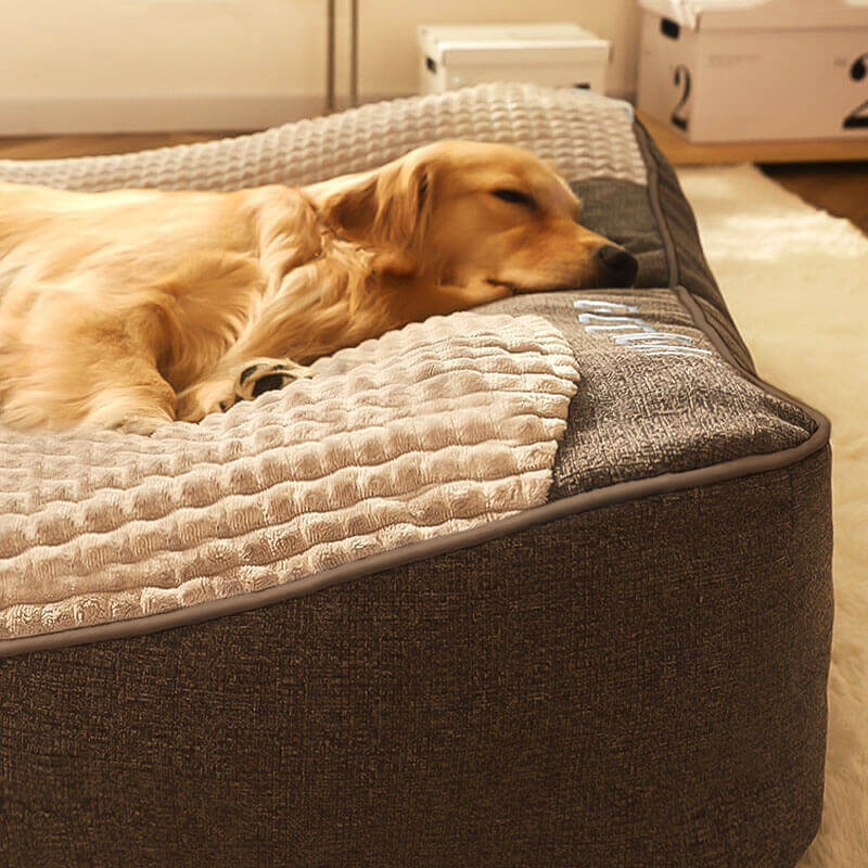 Orthopädisches Hundebett aus Kristallsamt mit Erhöhter Kopfstütze - Hunde aller Größen, Ultra-weich und Komfortabel-3