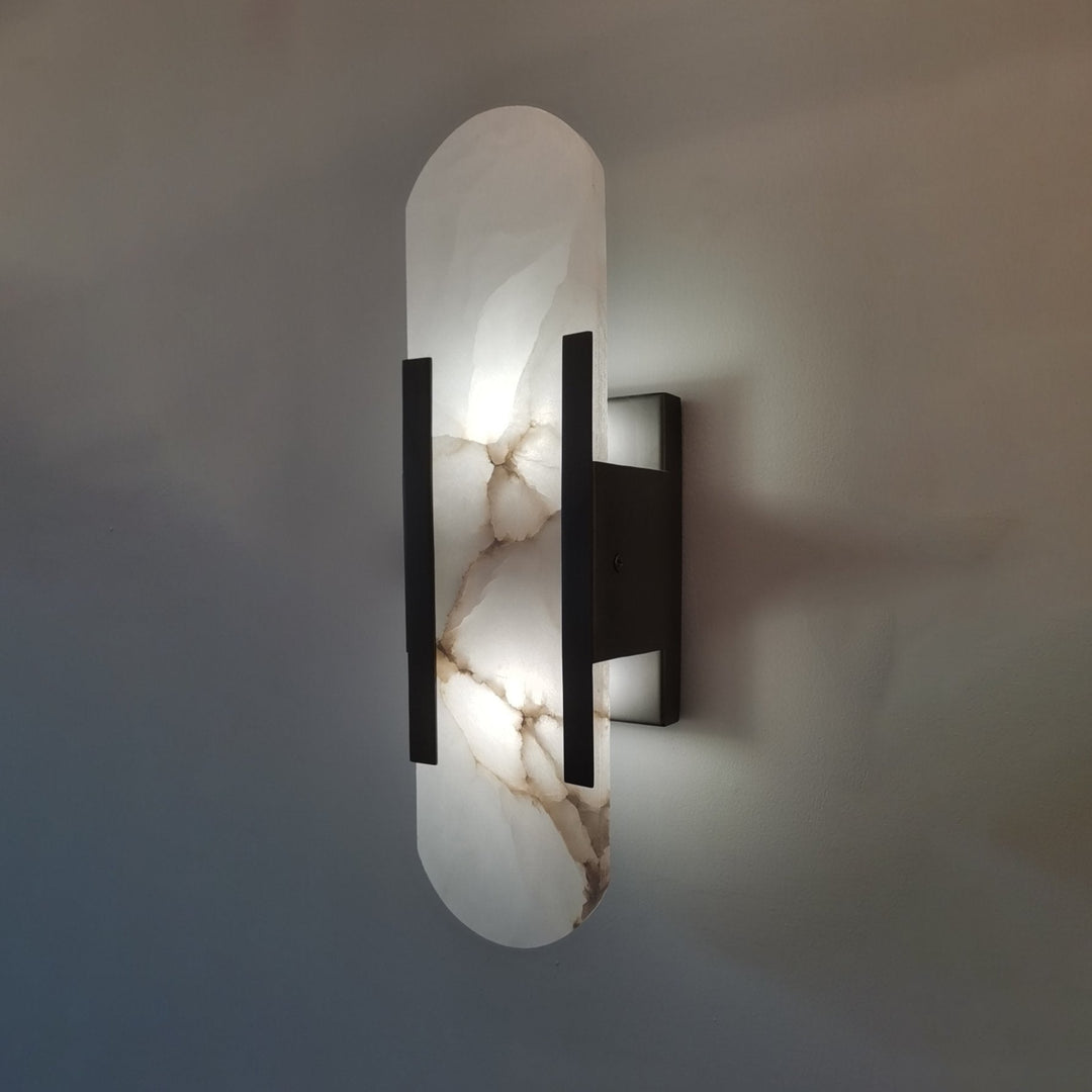Variant image for Moderne Wandleuchte Innen aus Alabaster und Metall - Elegante Wandlampe Schwarz für Wohnräume und Büros-2